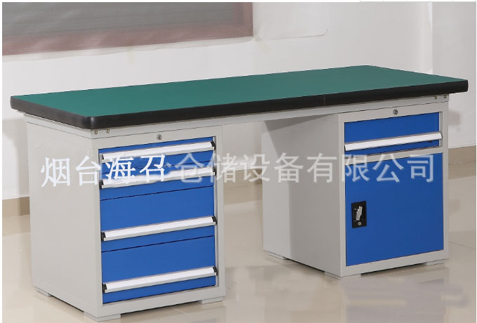 淄博雙柜工作臺(tái)重型四抽落地柜復(fù)合桌面